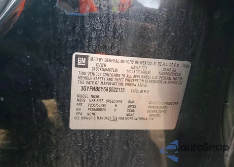 2010 Cadillac Srx Performance Collection из США, поврежденный, VIN 3GYFNBEY6AS522173